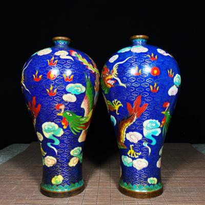 A pair of cloisonne copper cloisonné enamel vases 